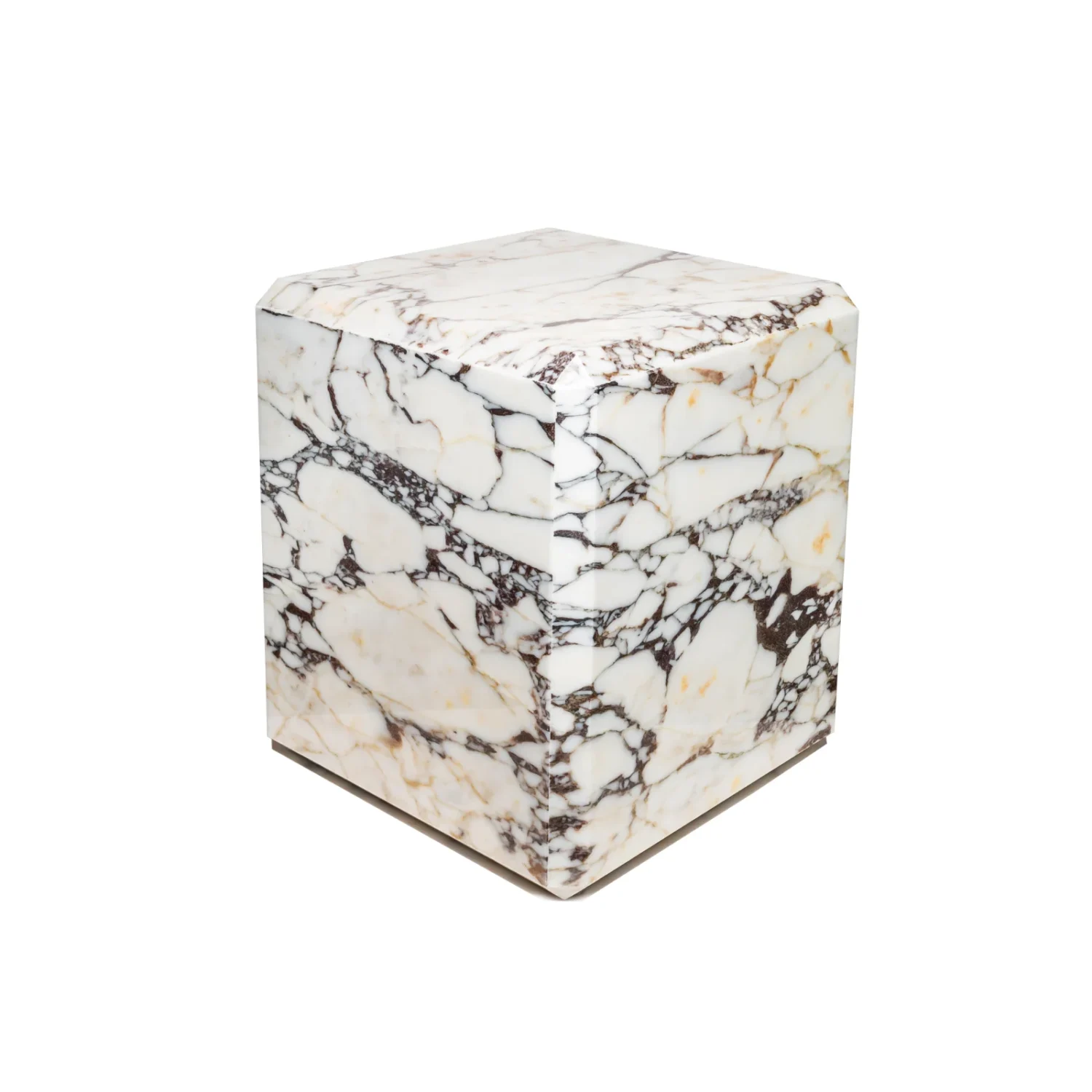 Banco Cubo Mármol Veteado Blanco